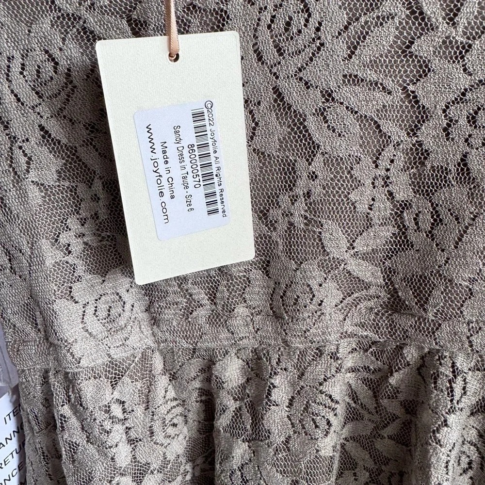 Joyfolie Mia Joy Girls Sandy‎ Lace Dress in Taupe NWT Size 6 MSRP $89